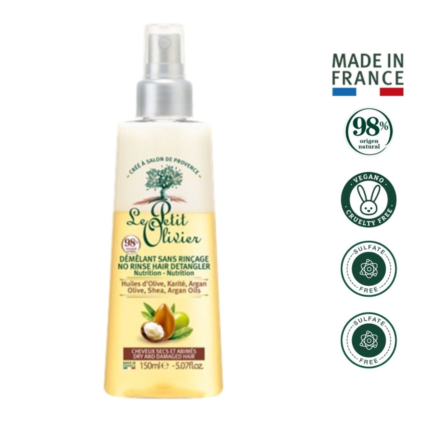 Spray desenredante sin enjuague Cabello Seco y Dañado - Sin Silicona