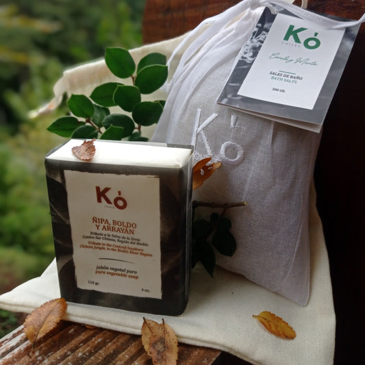 Pack de Regalo Tara: 1 Jabón Kó 110g + 1 Sal Kó 300g Lavanda y Rosa Mosqueta
