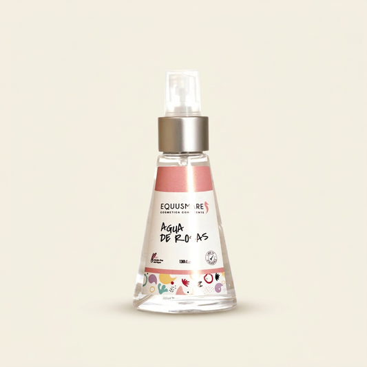 Agua de rosas de 130 ml con fondo marfil