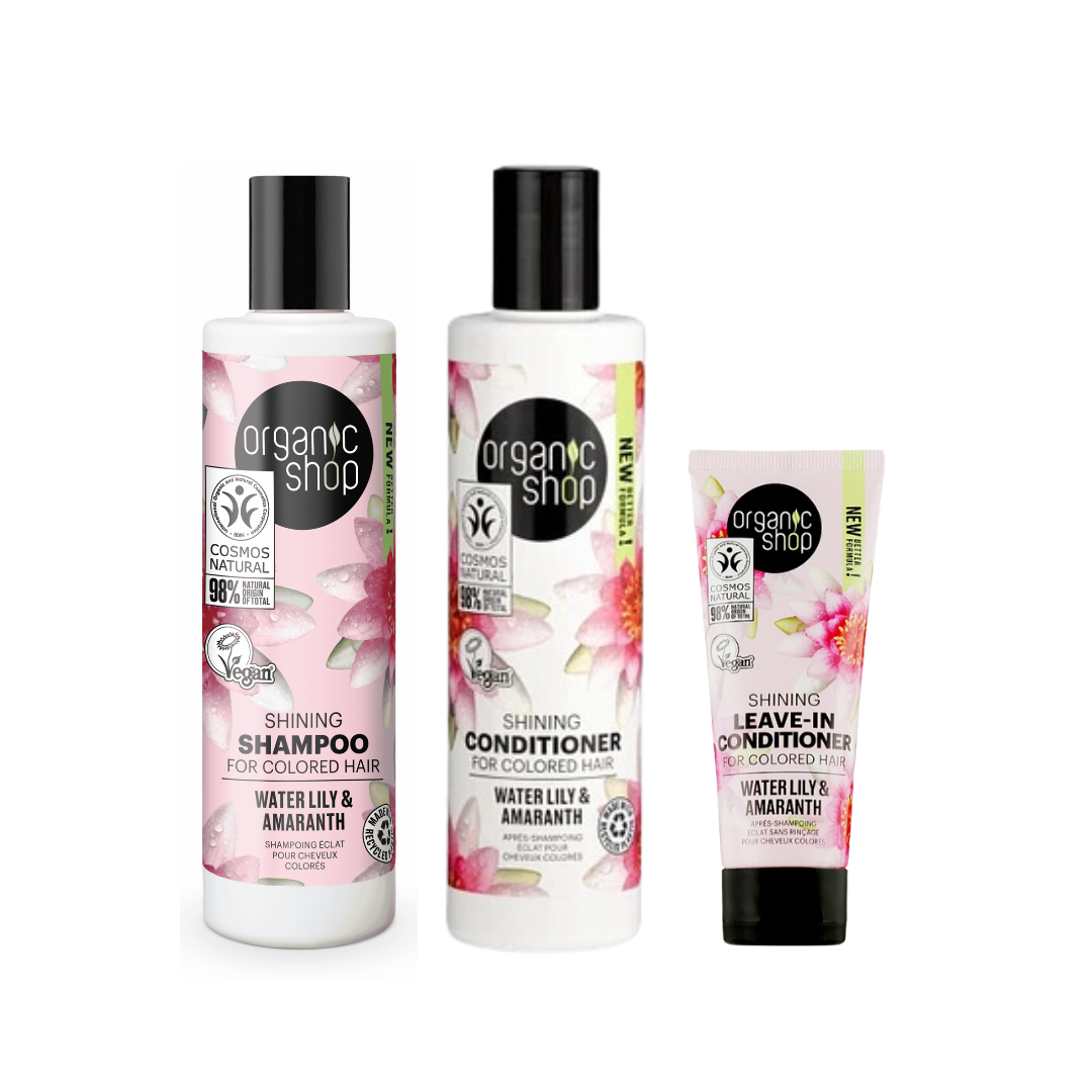 Pack Brillo y Protección del Color: Shampoo, Acondicionador y Crema sin enjuague