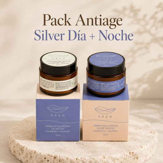 Pack antiage Silver Kren: crema de día y crema de noche de caléndula y lavanda