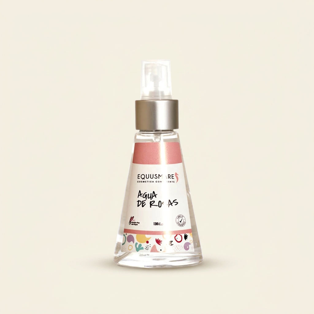 Agua de rosas de 130 ml con fondo marfil