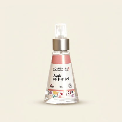 Agua de rosas de 130 ml con fondo marfil