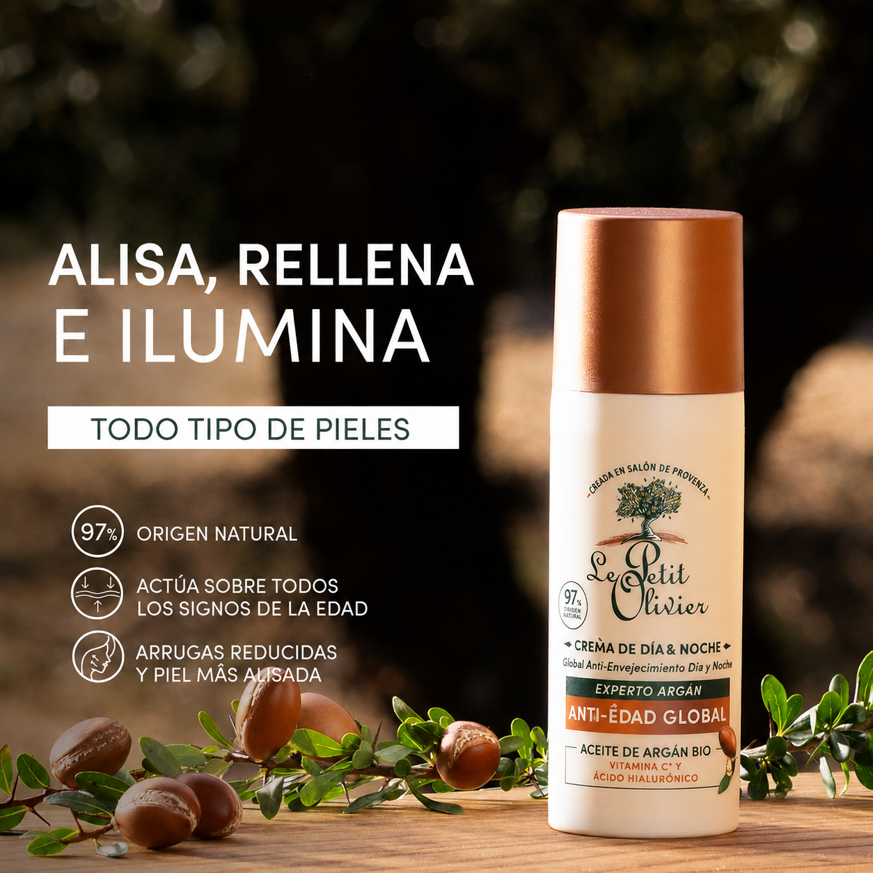 Crema Rostro Anti-Age Día/Noche con Aceite de Argán – 50 ml