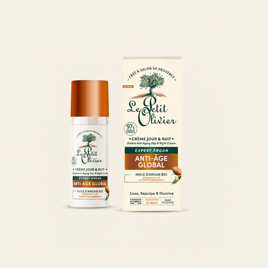 Crema Rostro Argán Día y Noche con fondo marfil