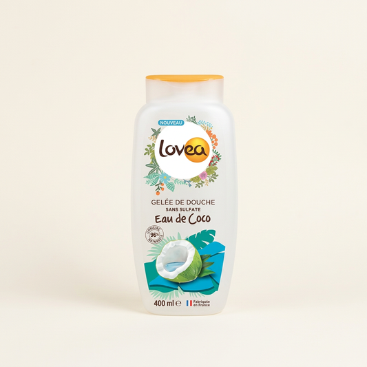 Gel de ducha Coco con fondo marfil