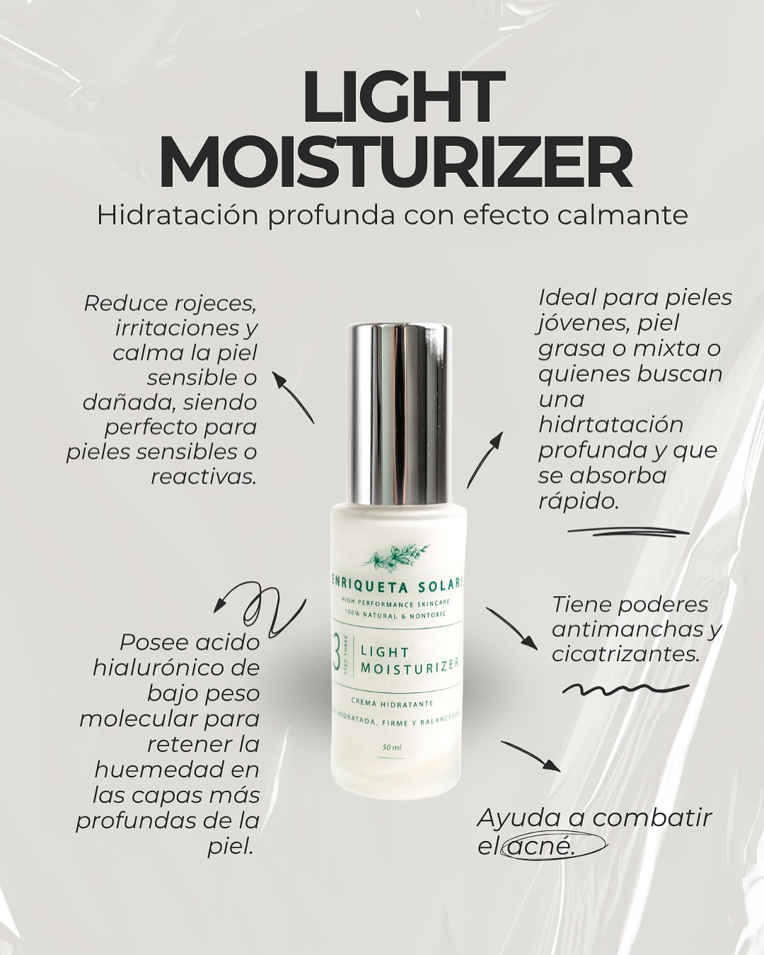 Light Moisturizer 50ml - Hidratación profunda con efecto calmante